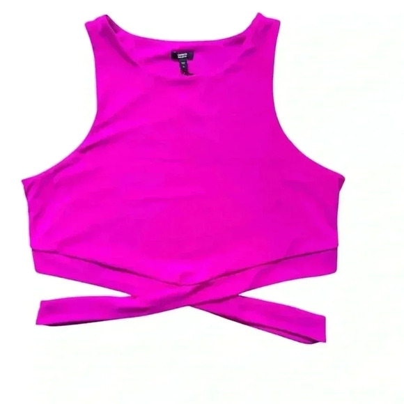 Express Body Contour Hot Pink Compression High Neck Cutout Cropped Tank XL NWT - Picture 1 of 9